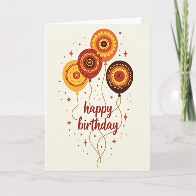 Patterned Orbs Birthday Card (Front)
