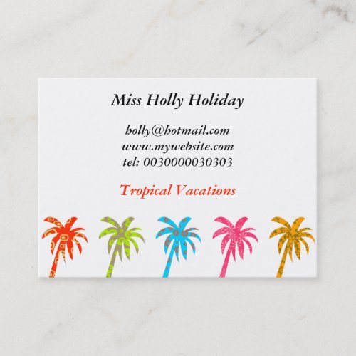 Patterned Palm Trees, Miss Holly Holiday, Business Cards