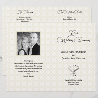 Patterned Photo Wedding Ceremony Folded Program