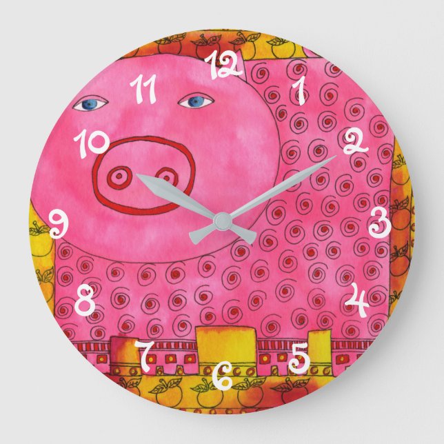 Patterned Pig Large Clock (Front)