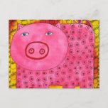 Patterned Pig Postcard