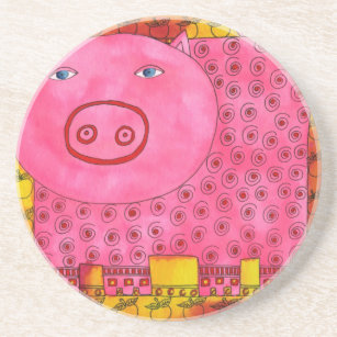 Patterned Pig Sandstone Coaster