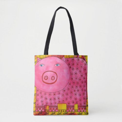 Patterned Pig Tote Bag