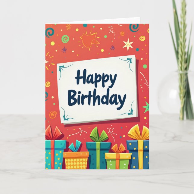 Patterned Presents Birthday Card (Front)
