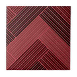 Patterned Red Burgundy Herringbone Ceramic Tile