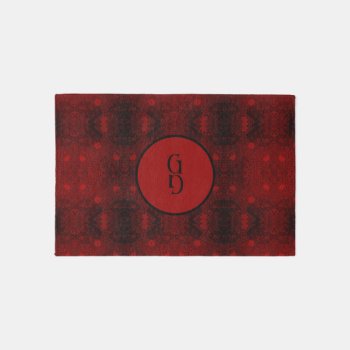 Patterned Red With Initial In Two Directions Rug by colorwash at Zazzle