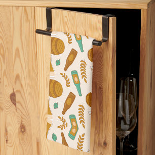 Patterned rug designs with a rustic bakery theme kitchen towel