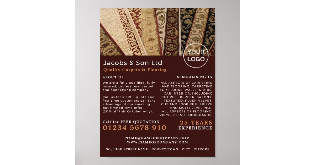 Patterned Rugs, Carpet Layer, Fitter Advertising Poster | Zazzle