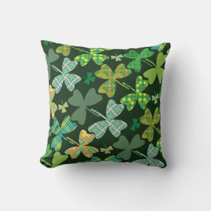 Patterned Shamrocks Throw Pillow