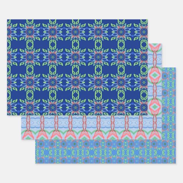 Patterned Shelf Or Drawer Liner Wrapping Paper Sheets (Set)