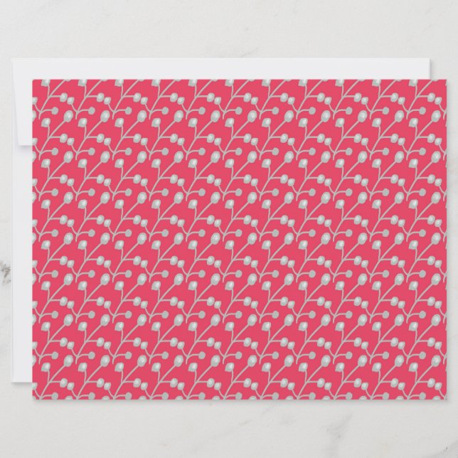 Patterned Silver-Grey Foliage on Bright Pink Red (Front)