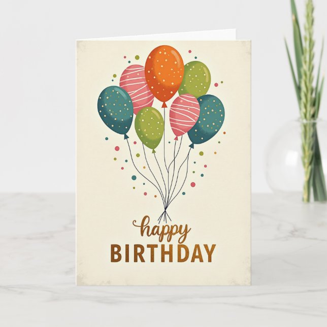 Patterned Spheres Birthday Card (Front)