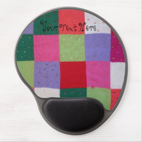 patterned squares of colorful vintage patchwork gel mouse pad