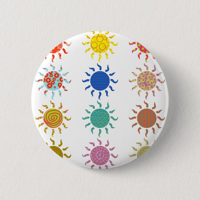 Patterned Suns Pinback Button (Front)