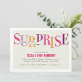 Patterned Surprise Party Invitation in Pink (Standing Front)