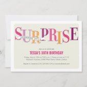 Patterned Surprise Party Invitation in Pink (Front)