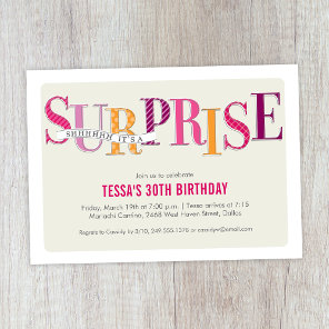 Patterned Surprise Party Invitation in Pink