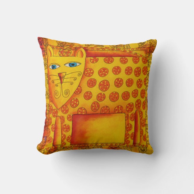 Patterned Watercolour Leopard Illustration Throw Pillow (Front)