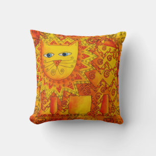 Patterned Watercolour Lion Illustration Throw Pillow
