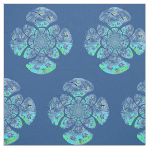 Patterned Waterlily Dragonfly Fabric
