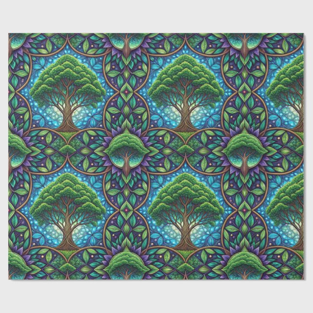 Patterned wrapping paper with vibrant green (Flat)