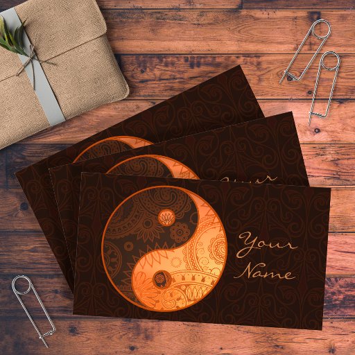 Customizable Patterned Yin Yang Gold Business Card