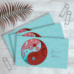 Patterned Yin Yang Red and Blue ID325 Business Card