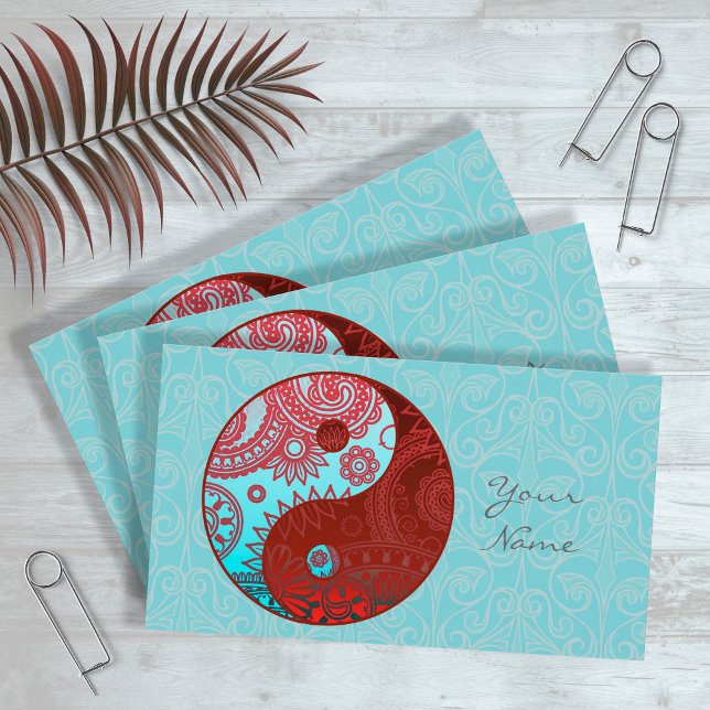 Patterned Yin Yang Red and Blue ID325 Business Card (Creator Uploaded)