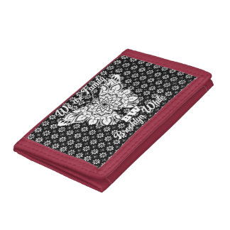 PatternMandala Black&White Butterfly Personalized Tri-fold Wallet
