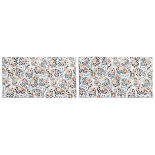 Patterns Black, Rusty Brown White/Solid Reverse Pillow Case