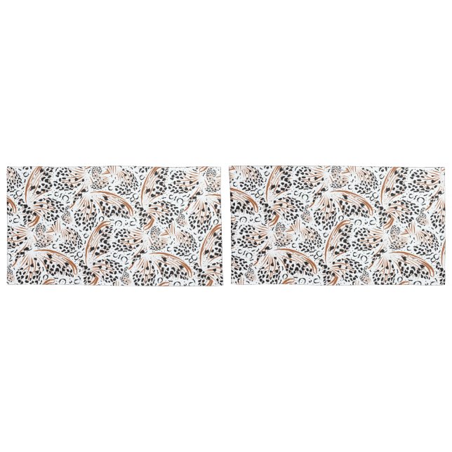 Patterns Black, Rusty Brown White/Solid Reverse Pillow Case (Back-Set)