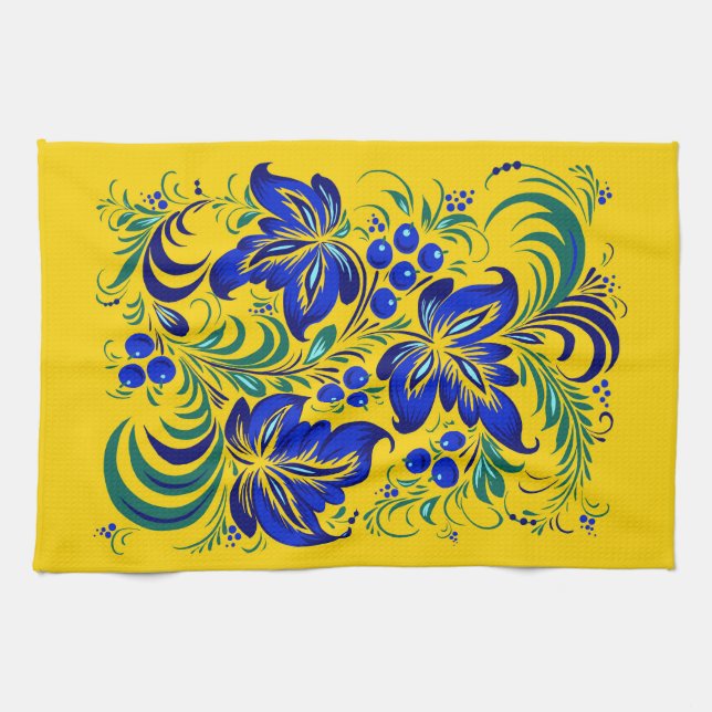 patterns in Ukrainian folk style Kitchen Towel (Horizontal)