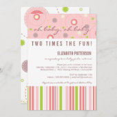 Patterns of Fun Twin Girl Baby Shower Invitation (Front/Back)