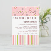 Patterns of Fun Twin Girl Baby Shower Invitation (Standing Front)