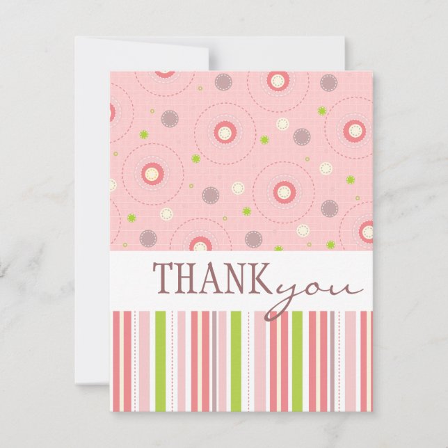 Patterns of Fun Twin Girl Baby Shower Thank You (Front)