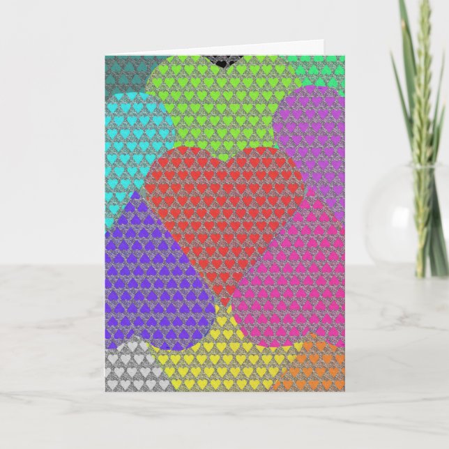Patterns of Hearts in Multicolored Card (Front)