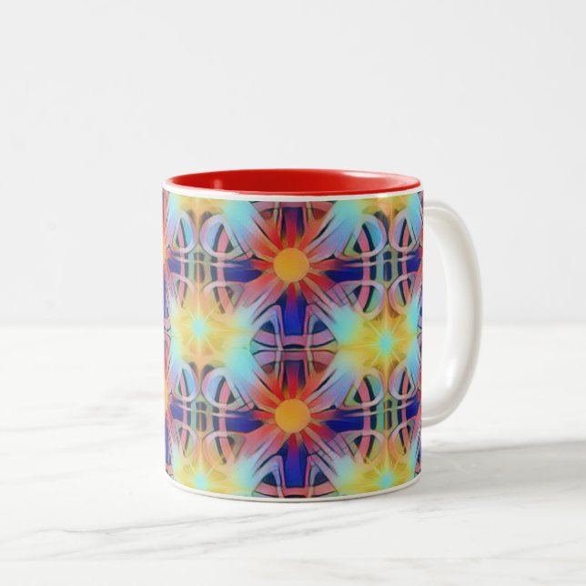 Patterns of Light Boho Two-Tone Coffee Mug (Front Right)