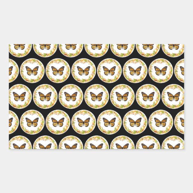 Patterns of monarch butterflies rectangular sticker (Front)