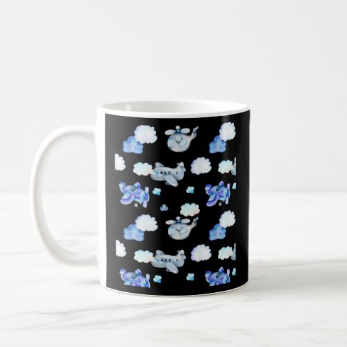 Patterns Transportation Airplans Helicopters  Coffee Mug