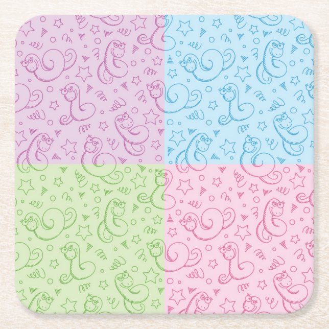 patterns with snakes square paper coaster (Front)