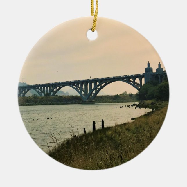 Patterson Bridge, Gold Beach, Oregon Ceramic Ornament (Front)