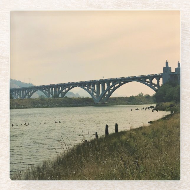 Patterson Bridge, Gold Beach, Oregon Glass Coaster (Front)