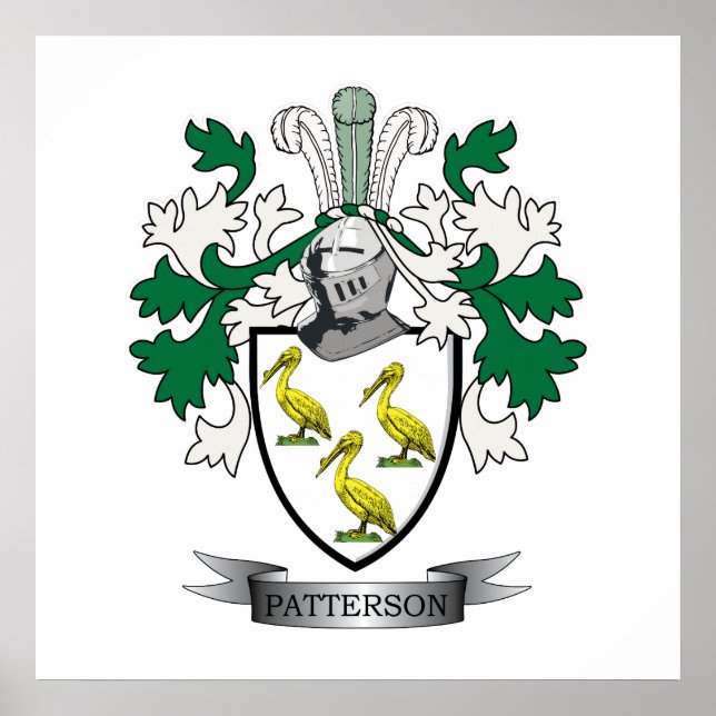 Patterson Family Crest Coat of Arms Poster (Front)