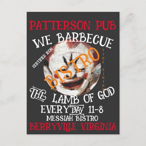 PATTERSON PUB WE BARBECUE THE LAMB OF GOD EVERYDAY HOLIDAY POSTCARD