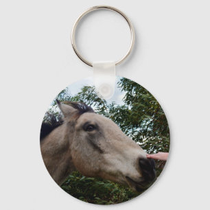 Patting A Gray Brown Horse, Keychain