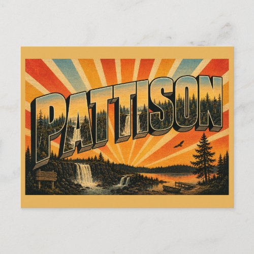 Pattison State Park WI Waterfall Forest Art Postcard