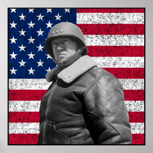 Patton and The American Flag -- Border Poster (Front)