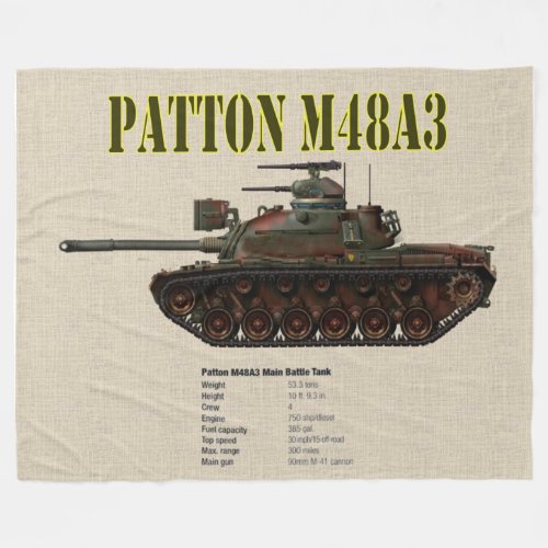 PATTON M48A3 TANK FLEECE BLANKET