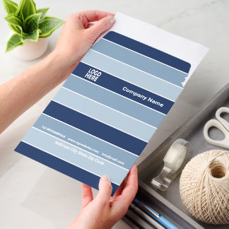 Patttern of three tone blue stripes and logo envelope mailers