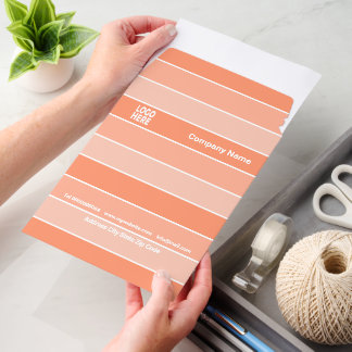 Patttern of three-tone peach stripes and logo envelope mailers